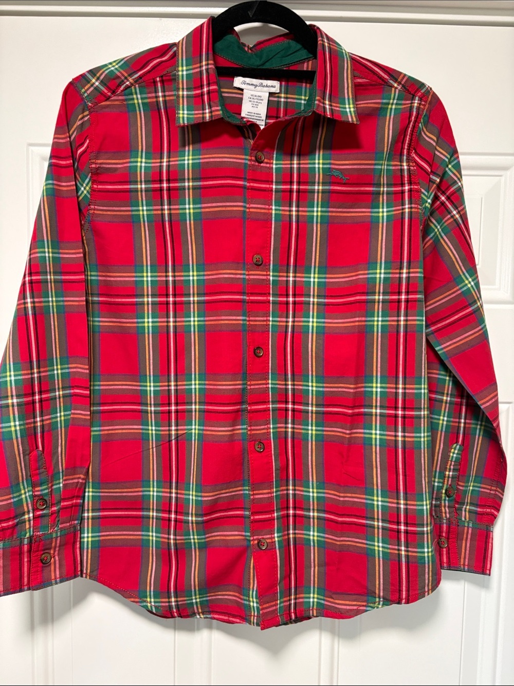 Tommy Bahama Kids Red Plaid Button-Down Shirt for Boys or Girls XL (14)